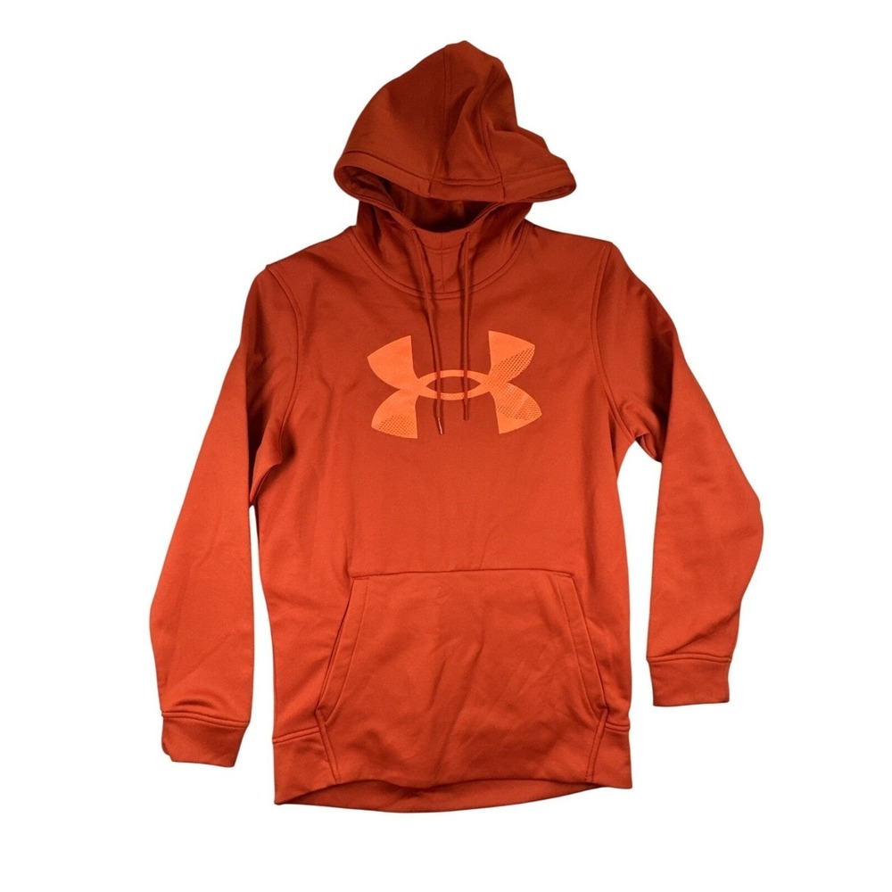 Under Armour Loose Cold Gear Men's Small Orange Pullover Sweatshirt Hoodie